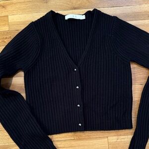 IRO Black Ribbed Cardigan xs